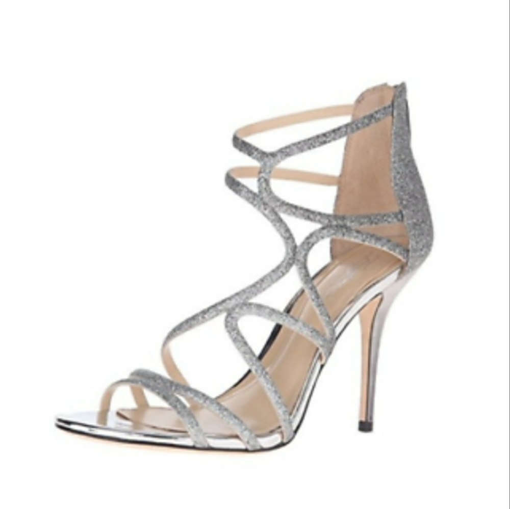 Silver High Heels Size 7 Like New
